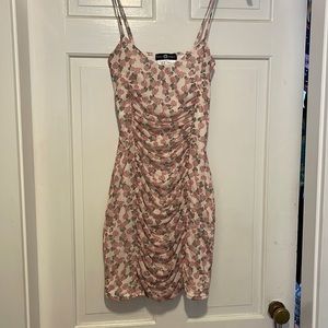Rose bodycon cinch mini dress